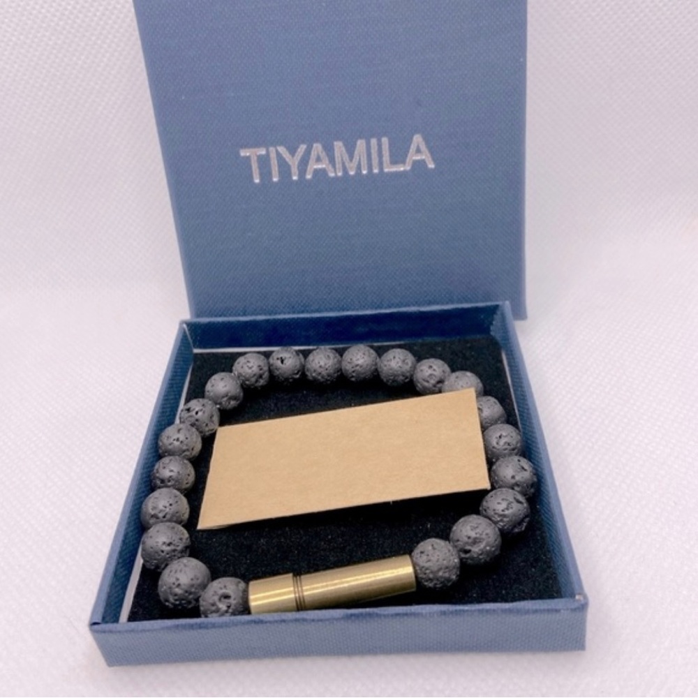 Black Lava Stone MantraBEADS Bracelet With Message Compartment